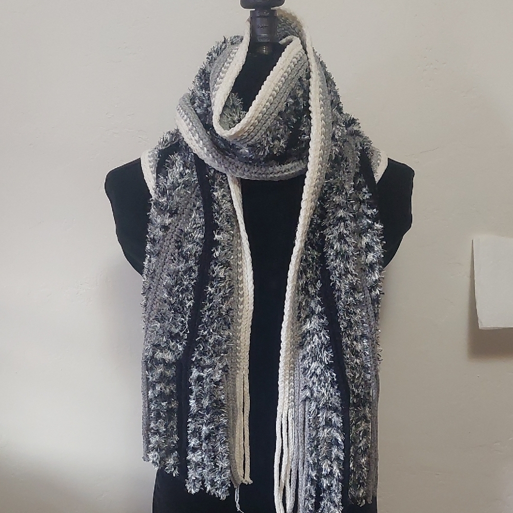 Charter Club Black and White Knit Scarf